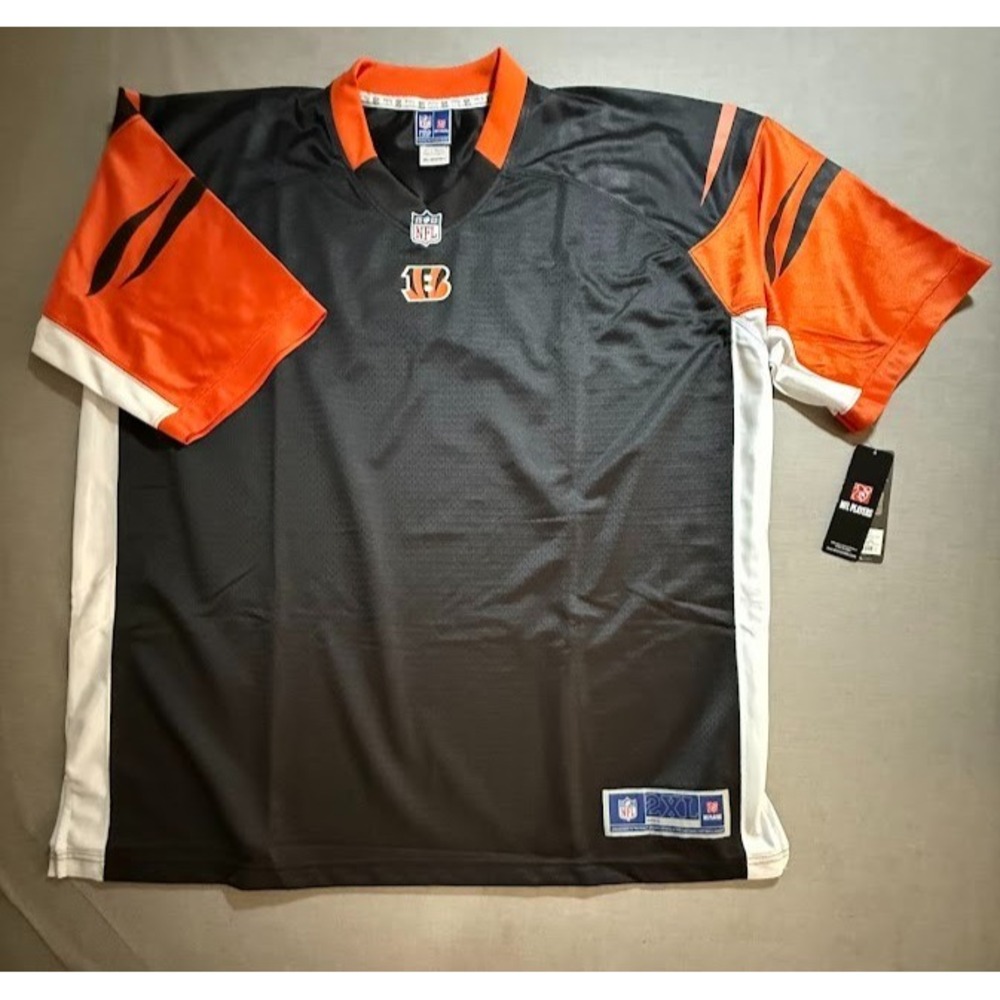 Cincinnati Bengals Pro Line NFL Jersey Mens 2XL Black Blank Orange Short Sleeve.